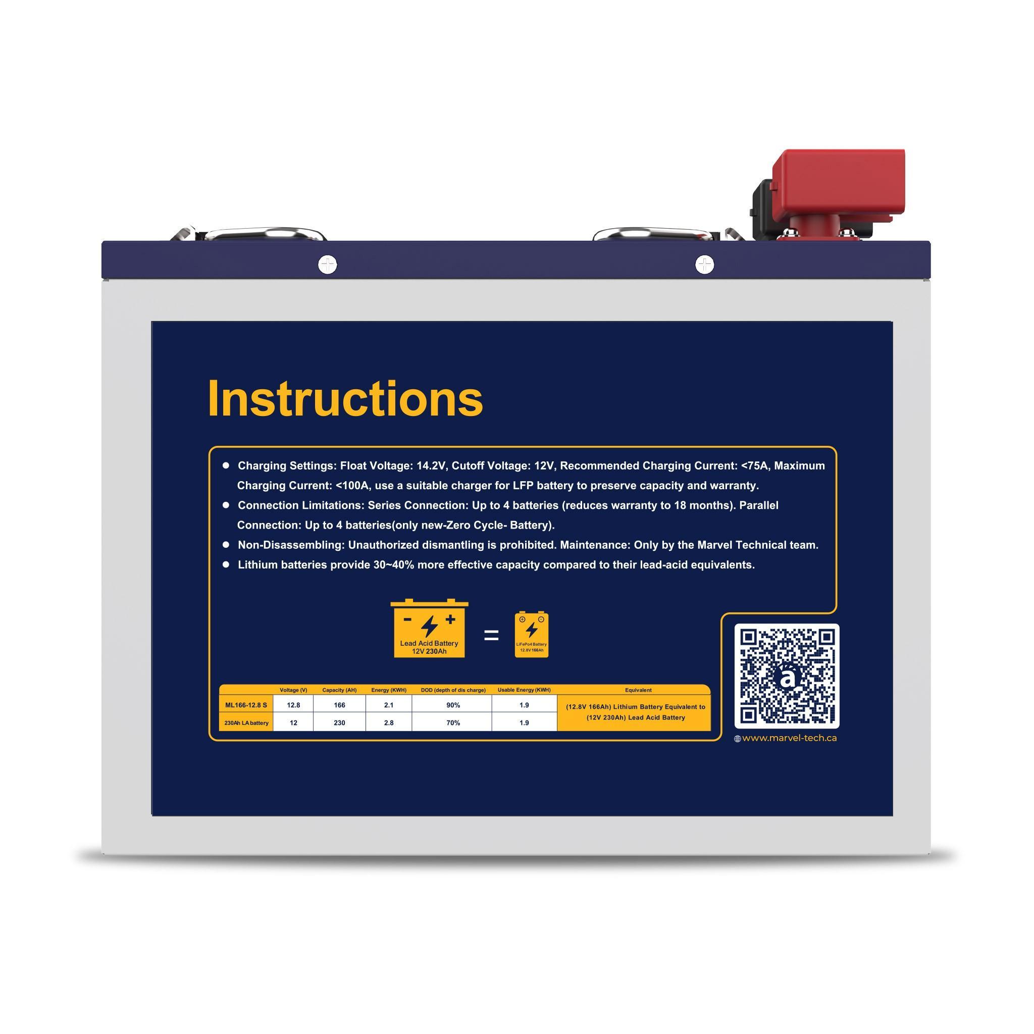 MARVEL LITHIUM ML166 LIFEPO4 BMS BATTERY - Image 2