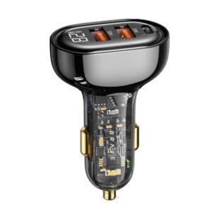 Brave 80W high-power 3-port transparent fast car charger / B-22