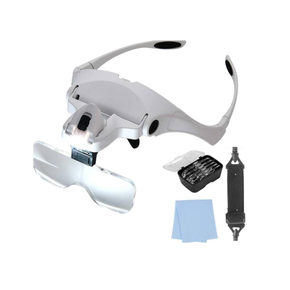 LED Headband Magnifier Visor with 5 Replaceable Lenses
